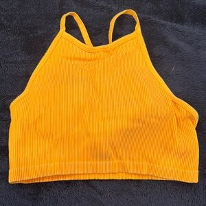 Yellow Ribbed Crop Top